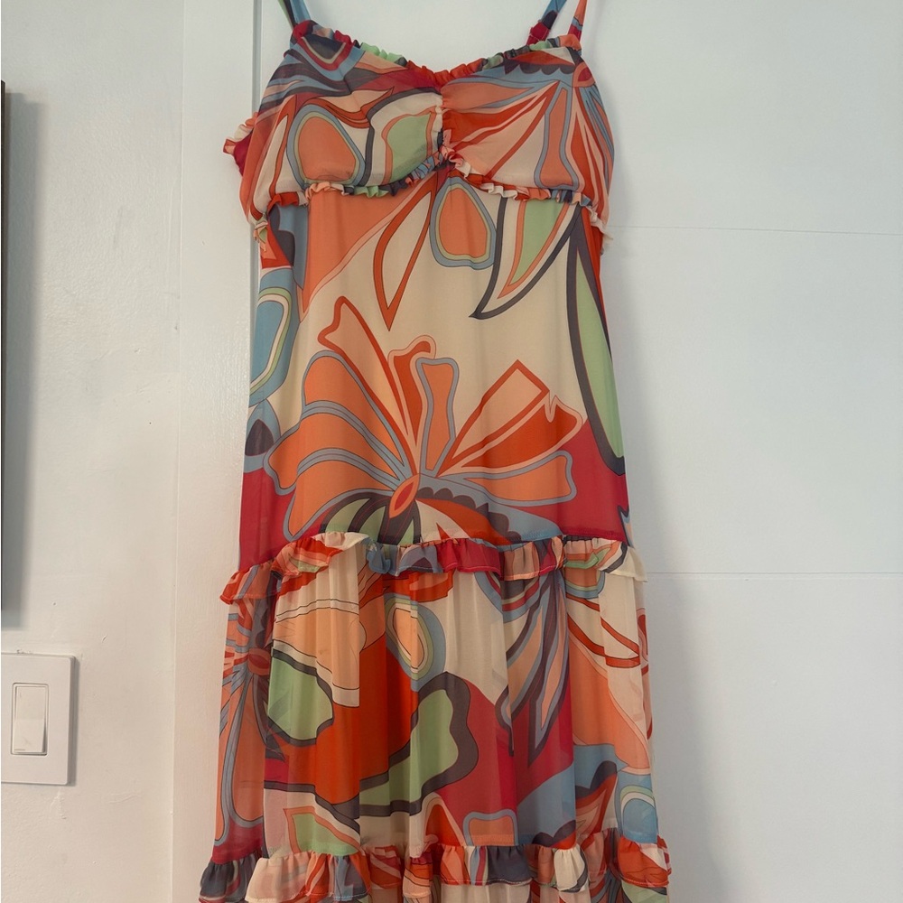 Colorful Floral Spaghetti Strap Dress